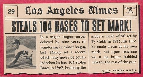 1971 Topps Greatest Moments #29 Maury Wills Back