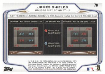 2014 Bowman Chrome #78 James Shields Back