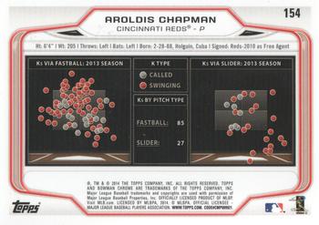 2014 Bowman Chrome #154 Aroldis Chapman Back