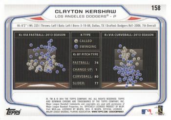 2014 Bowman Chrome #158 Clayton Kershaw Back