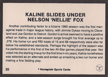 1983 Al Kaline Story #20 Kaline Slides Under Nellie Fox Back