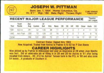 1983 Donruss #247 Joe Pittman Back