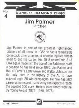 1983 Donruss #4 Jim Palmer Back