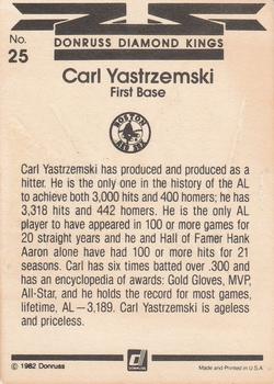 1983 Donruss #25 Carl Yastrzemski Back