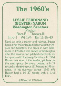 1978 TCMA The 1960's I #0044 Buster Narum Back