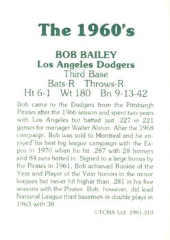 1981 TCMA The 1960's II #310 Bob Bailey Back