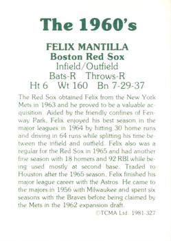 1981 TCMA The 1960's II #327 Felix Mantilla Back