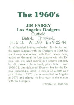 1981 TCMA The 1960's II #334 Jim Fairey Back