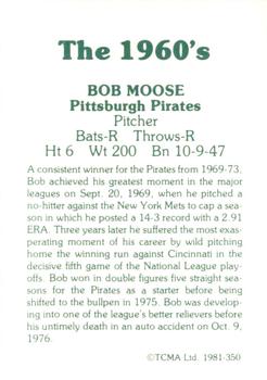 1981 TCMA The 1960's II #350 Bob Moose Back