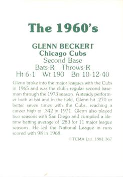 1981 TCMA The 1960's II #367 Glenn Beckert Back