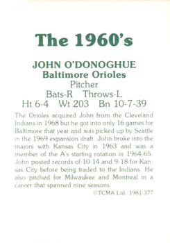 1981 TCMA The 1960's II #377 John O'Donoghue Back