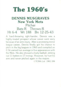 1981 TCMA The 1960's II #398 Dennis Musgraves Back
