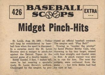 1961 Nu-Cards Baseball Scoops #426 Eddie Gaedel Back