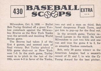 1961 Nu-Cards Baseball Scoops #430 Bob Turley   Back