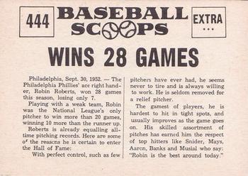 1961 Nu-Cards Baseball Scoops #444 Robin Roberts   Back