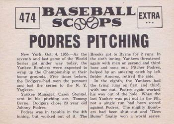 1961 Nu-Cards Baseball Scoops #474 Johnny Podres   Back