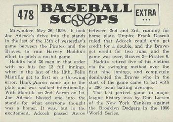 1961 Nu-Cards Baseball Scoops #478 Harvey Haddix   Back