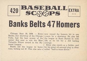 1961 Nu-Cards Baseball Scoops #420 Ernie Banks   Back