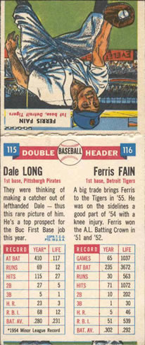 1955 Topps Double Header #115-116 Dale Long / Ferris Fain Back