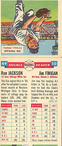 1955 Topps Double Header #49-50 Ron Jackson / Jim Finigan Back