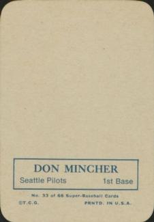 1969 Topps Super #33 Don Mincher Back
