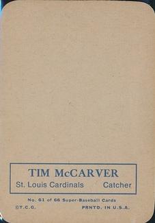 1969 Topps Super #61 Tim McCarver Back