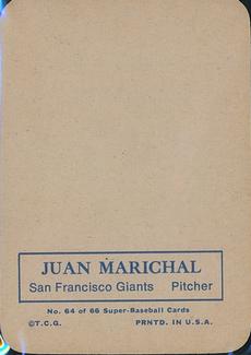 1969 Topps Super #64 Juan Marichal Back
