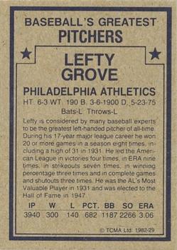 1982 TCMA Baseball's Greatest Pitchers (Tan Back) #29 Lefty Grove Back