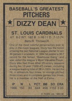 1982 TCMA Baseball's Greatest Pitchers (Tan Back) #36 Dizzy Dean Back