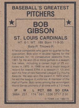 1982 TCMA Baseball's Greatest Pitchers (Tan Back) #15 Bob Gibson Back