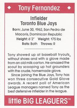 1990 Little Big Leaguers #NNO Tony Fernandez Back