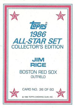 1986 Topps - 1986 All-Star Set Collector's Edition (Glossy Send-Ins) #36 Jim Rice Back