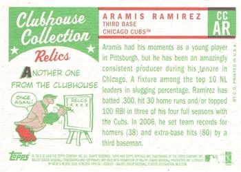 2008 Topps Heritage - Clubhouse Collection Relics #CCAR Aramis Ramirez Back