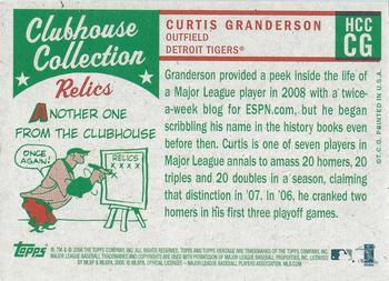 2008 Topps Heritage - Clubhouse Collection Relics #HCCCG Curtis Granderson Back