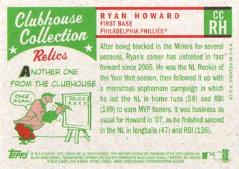 2008 Topps Heritage - Clubhouse Collection Relics #CCRH Ryan Howard Back