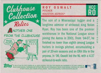 2008 Topps Heritage - Clubhouse Collection Relics #HCCRO Roy Oswalt Back