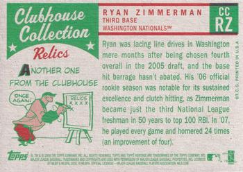 2008 Topps Heritage - Clubhouse Collection Relics #CCRZ Ryan Zimmerman Back