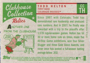 2008 Topps Heritage - Clubhouse Collection Relics #CCTH Todd Helton Back