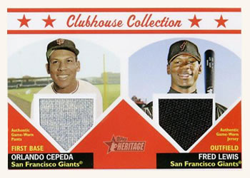 2008 Topps Heritage - Clubhouse Collection Relics Dual #CCD-CL Orlando Cepeda / Fred Lewis Front