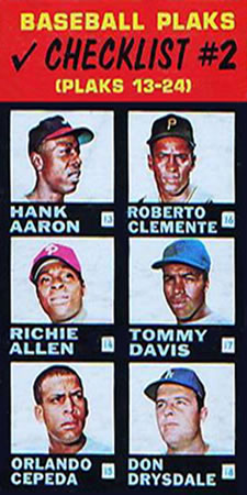 1968 Topps Plaks #NNO Checklist Card #2 Front