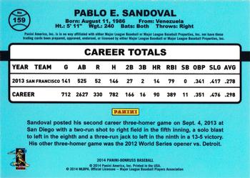 2014 Donruss - Press Proofs Silver #159 Pablo Sandoval Back