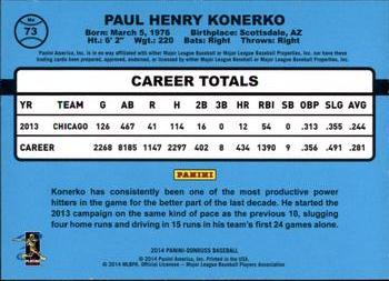 2014 Donruss - Press Proofs Gold #73 Paul Konerko Back
