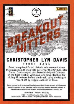 2014 Donruss - Breakout Hitters #1 Chris Davis Back