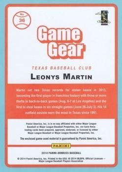 2014 Donruss - Game Gear #36 Leonys Martin Back