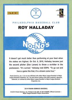 2014 Donruss - No-No's #7 Roy Halladay Back