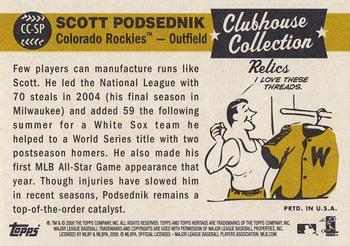 2009 Topps Heritage - Clubhouse Collection Relics #CC-SP Scott Podsednik Back