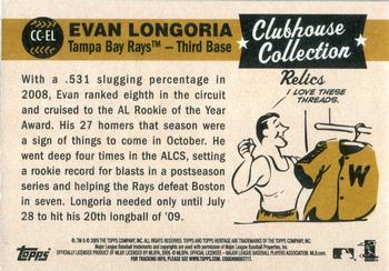 2009 Topps Heritage - Clubhouse Collection Relics #CC-EL Evan Longoria Back