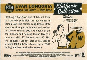 2009 Topps Heritage - Clubhouse Collection Relics #CC-EVL Evan Longoria Back