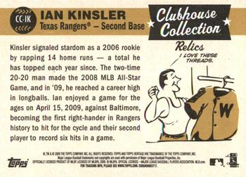 2009 Topps Heritage - Clubhouse Collection Relics #CC-IK Ian Kinsler Back