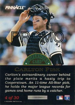 1993 Pinnacle Cooperstown - Promos #4 Carlton Fisk Back